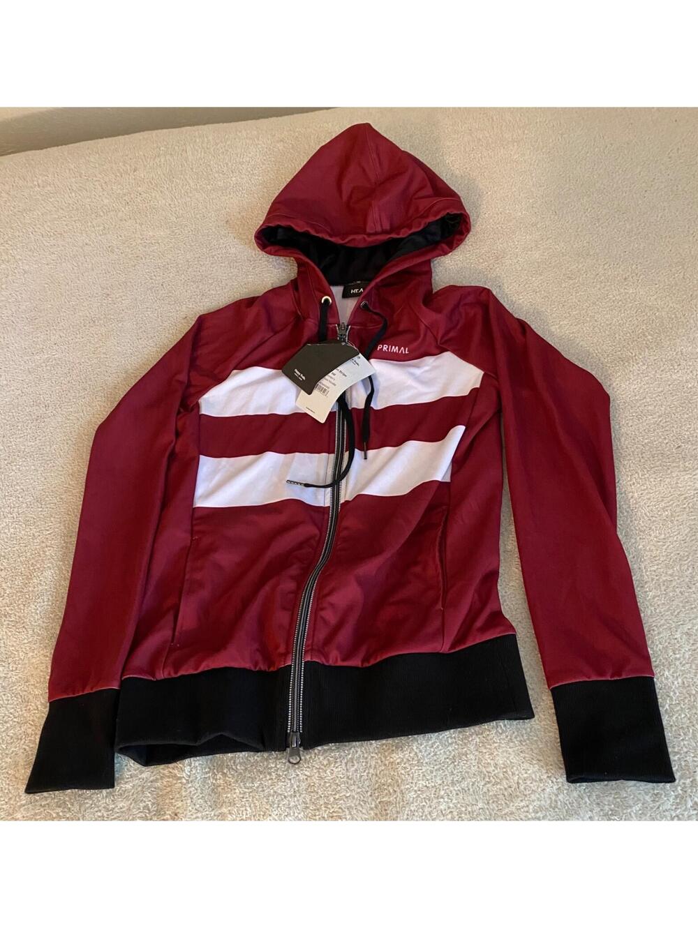 NWT Primal Traceuse Maroon Stripe Hoodie Women's S Biking Cycling Happy Trails